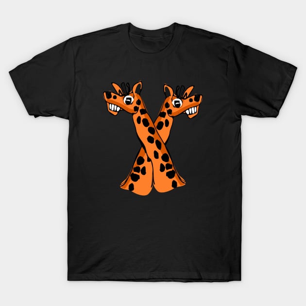 Graceful Encounter - Two Giraffes T-Shirt by Pieartscreation